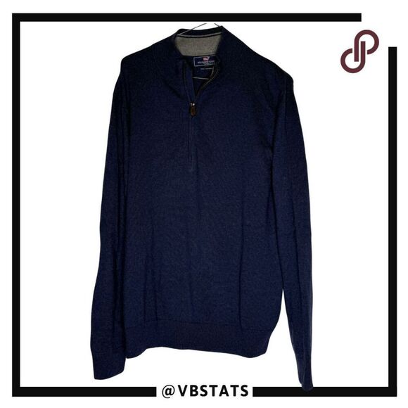Vineyard Vines Men's 1/4 Button With Cashmere Pullover Sweater Navy Size Small - Picture 1 of 6